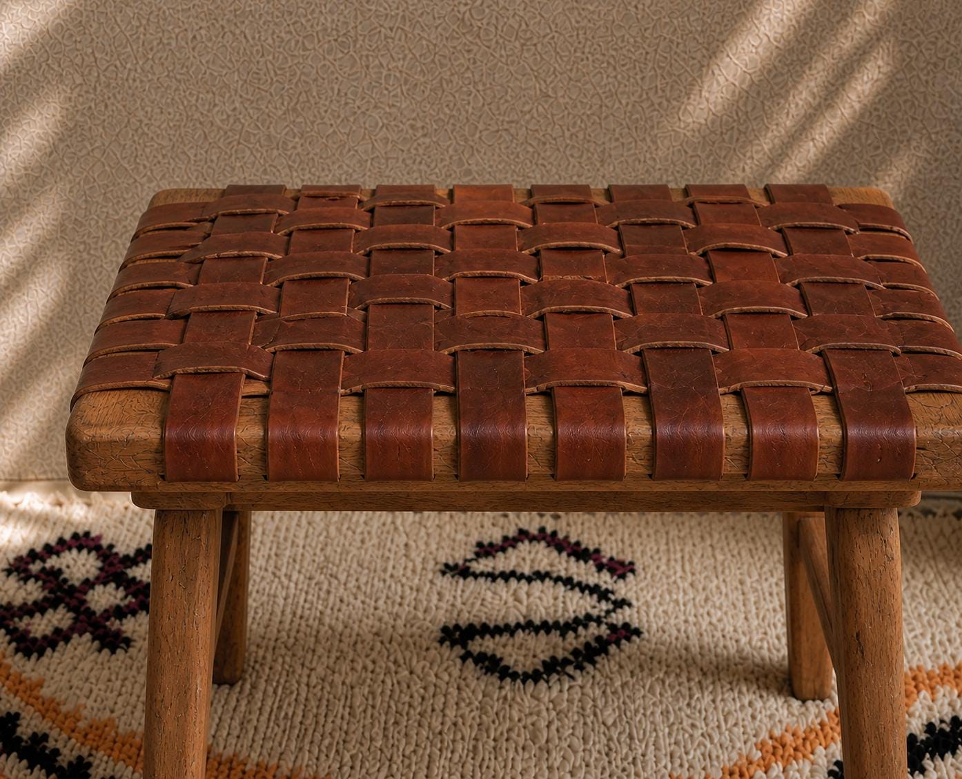 Moroccan Foot Stool — lifestyle scene in a US home