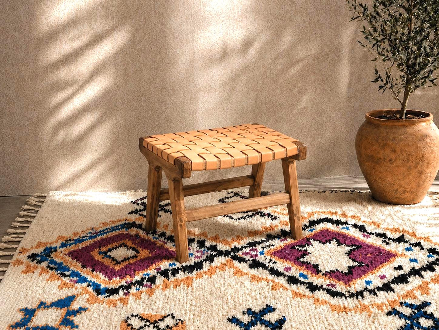 Moroccan Foot Stool — color variation in natural light