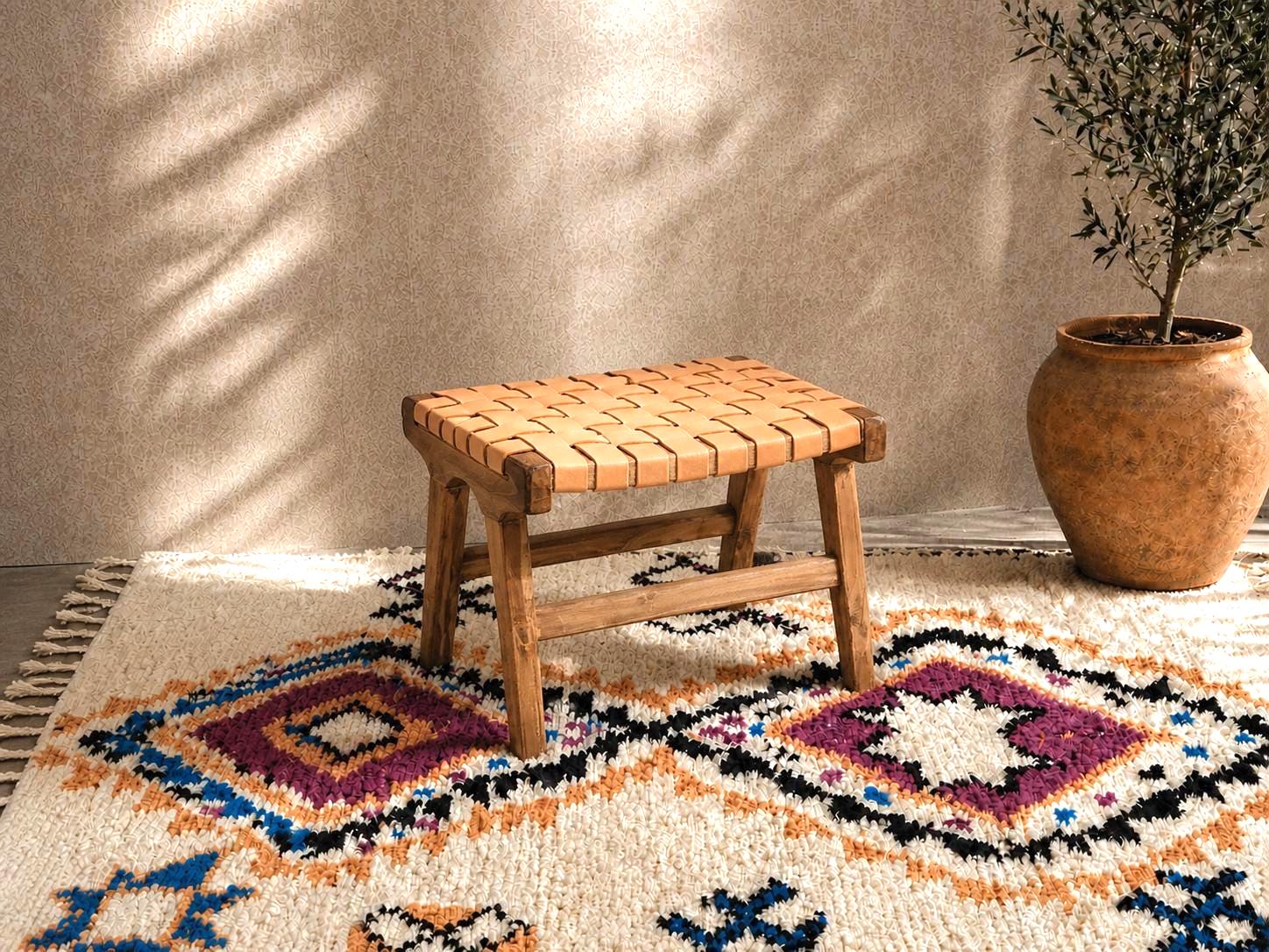 Moroccan Foot Stool — color variation in natural light