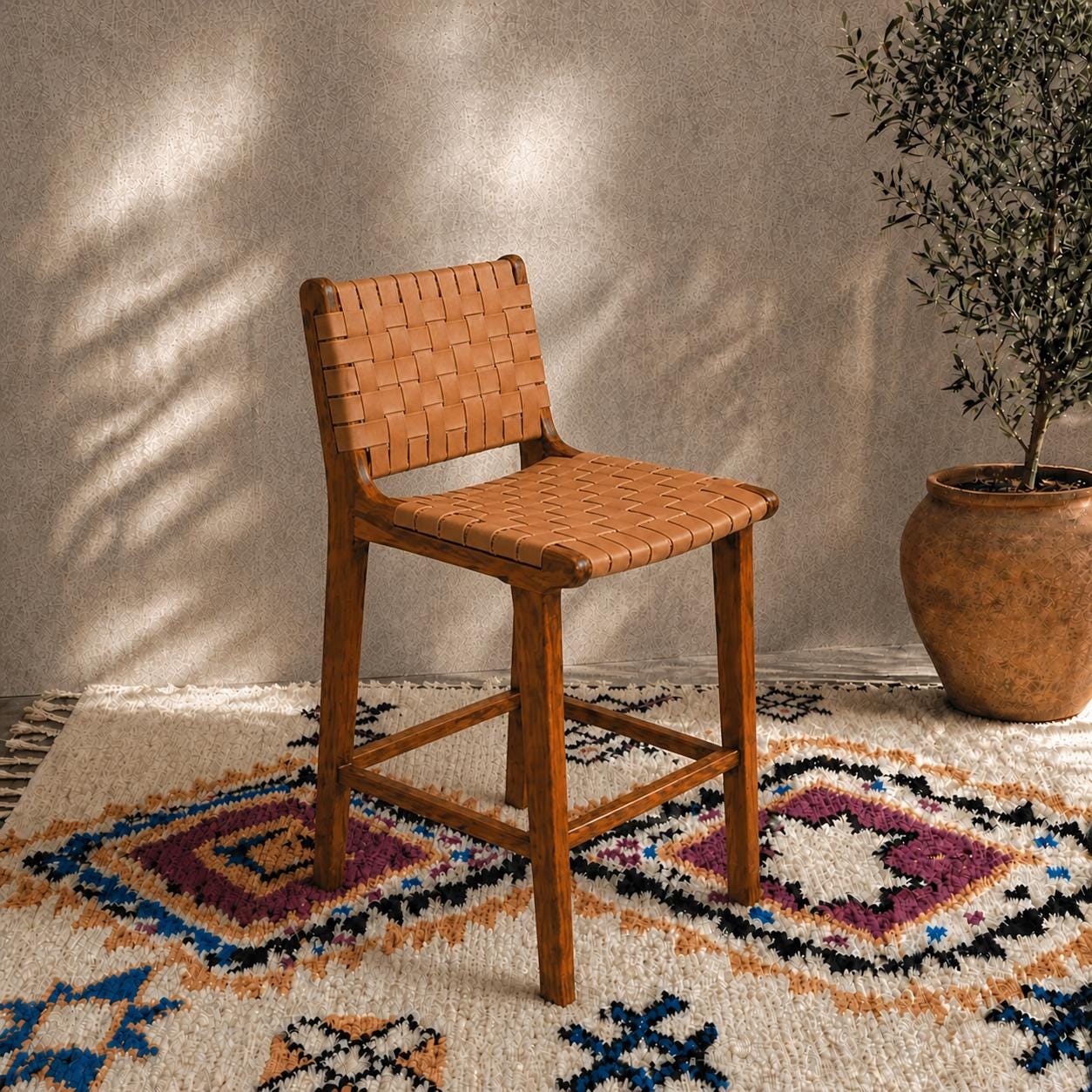 Moroccan Bar Stool — close-up of handmade texture