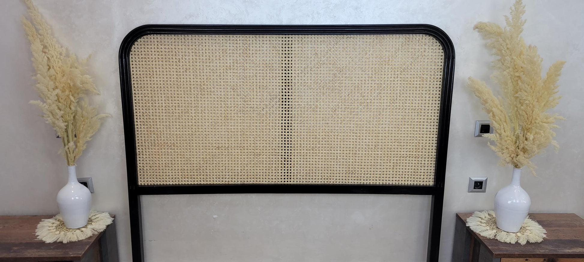 Rattan Headboard — alternate angle showing scale
