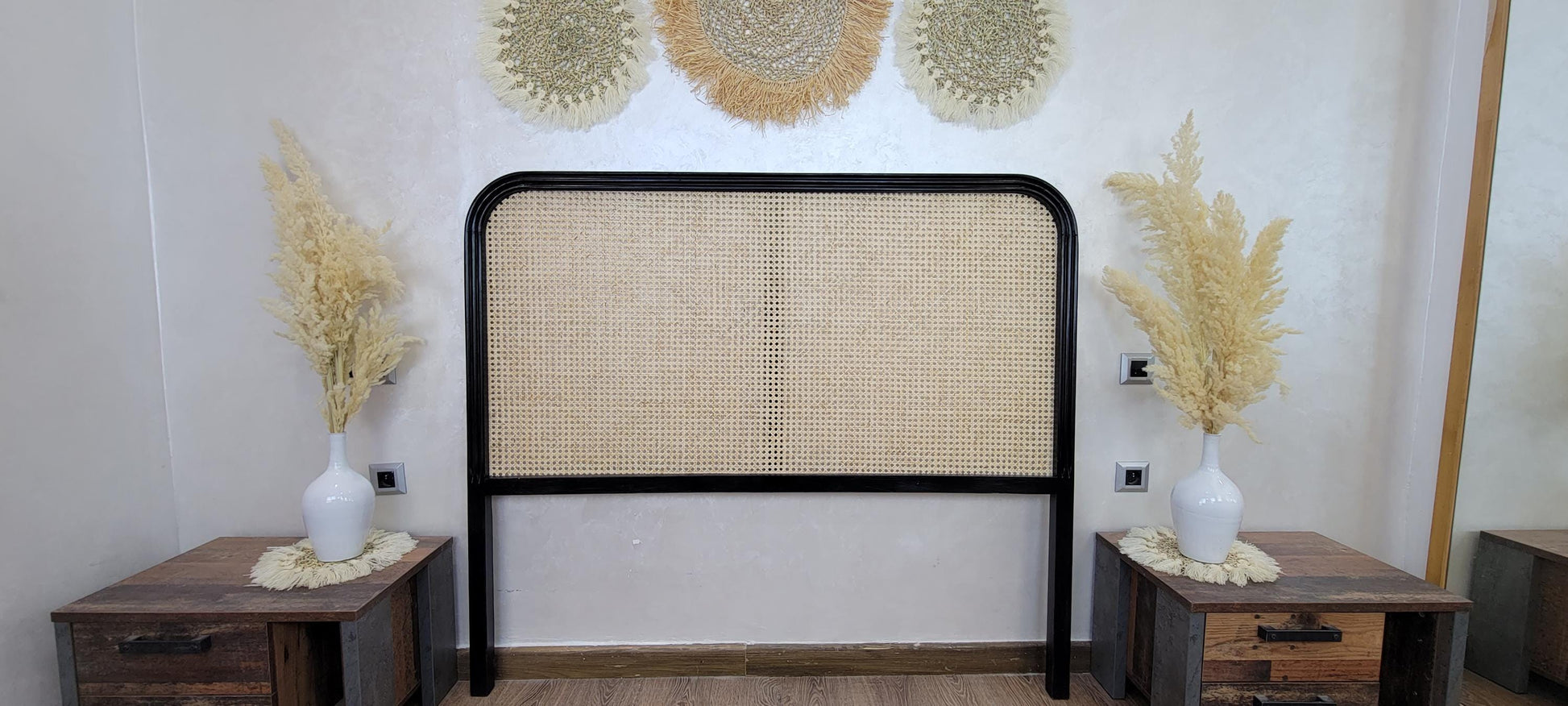 Rattan Headboard — top view showing weave pattern