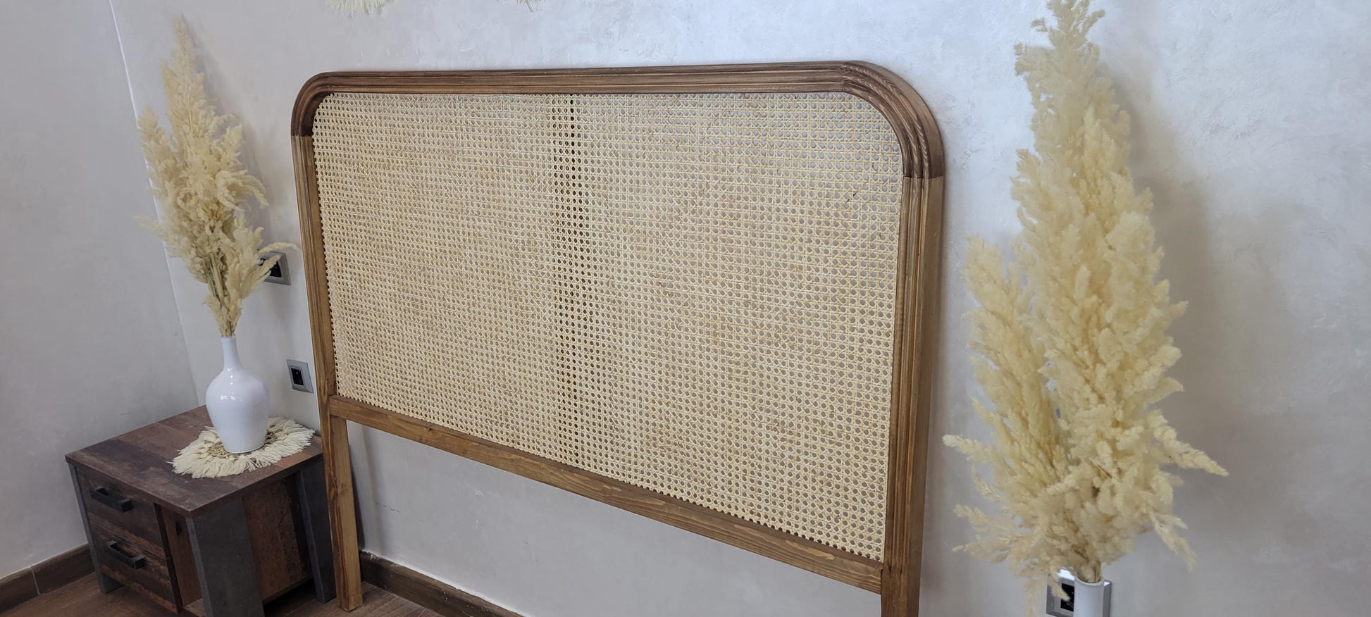 Rattan Headboard — top view showing weave pattern