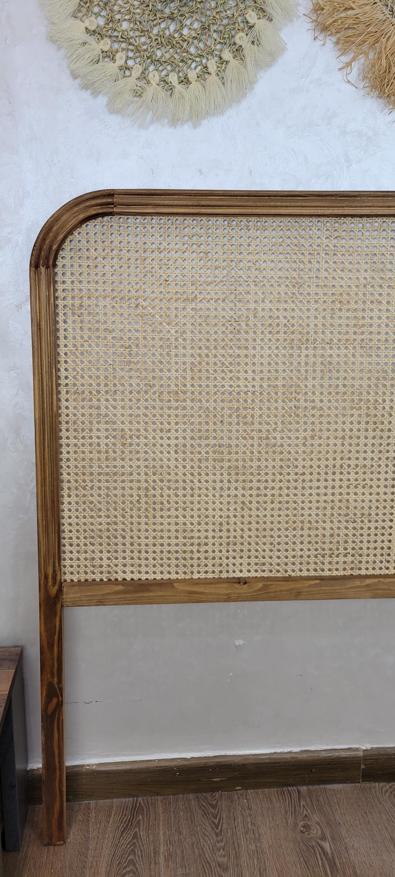 Rattan Headboard — back view of rattan cane construction