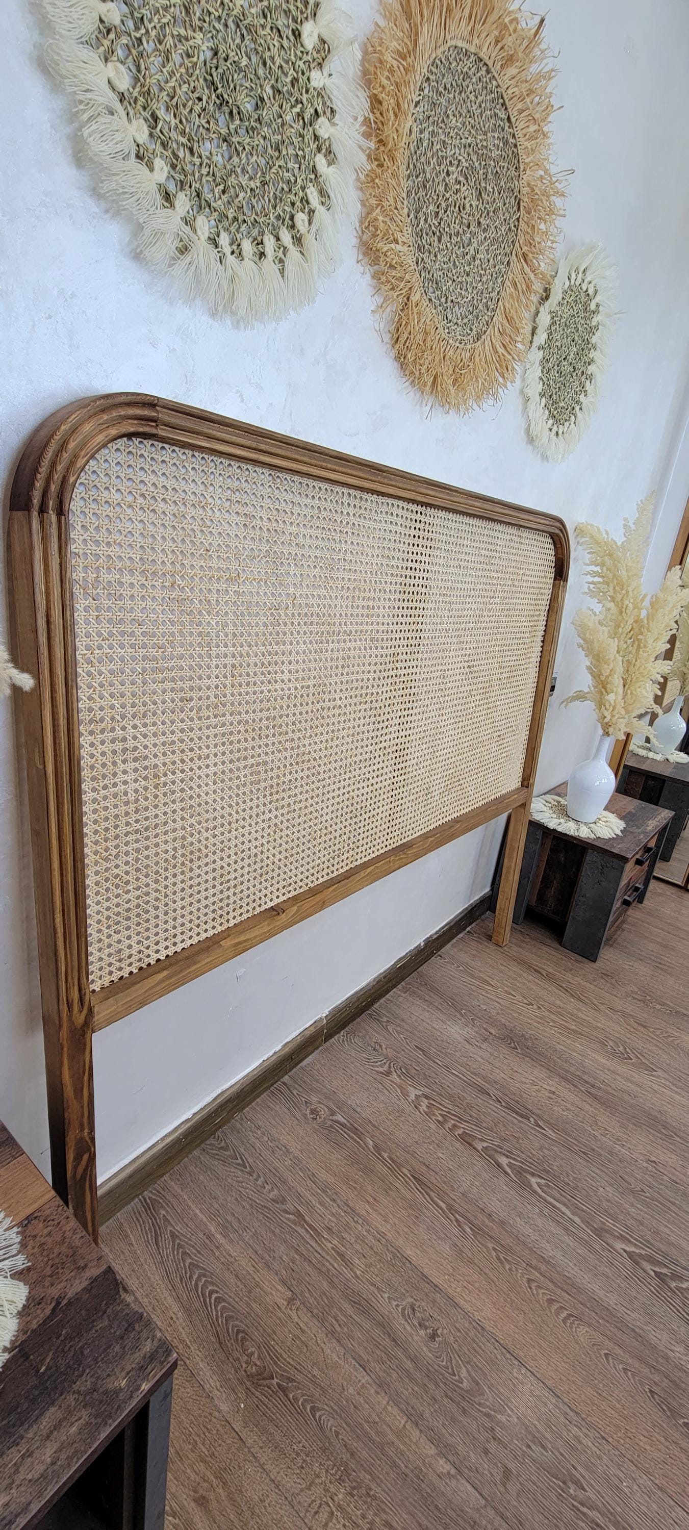 Rattan Headboard — paired with neutral home decor