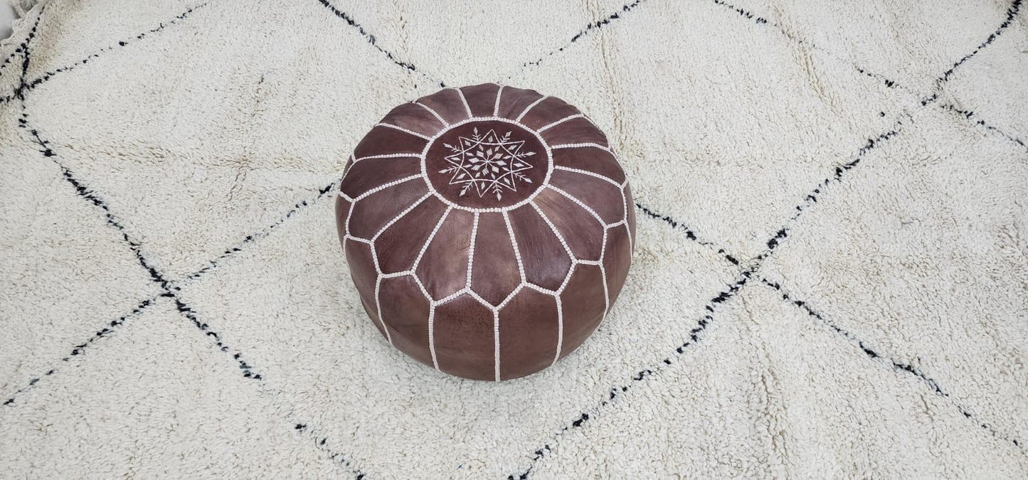 Moroccan Floor Pouf — side view of artisan stitching