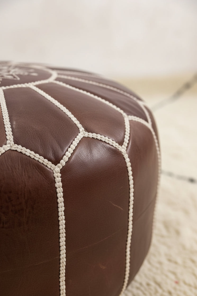 Moroccan Floor Pouf — detail of woven craftsmanship