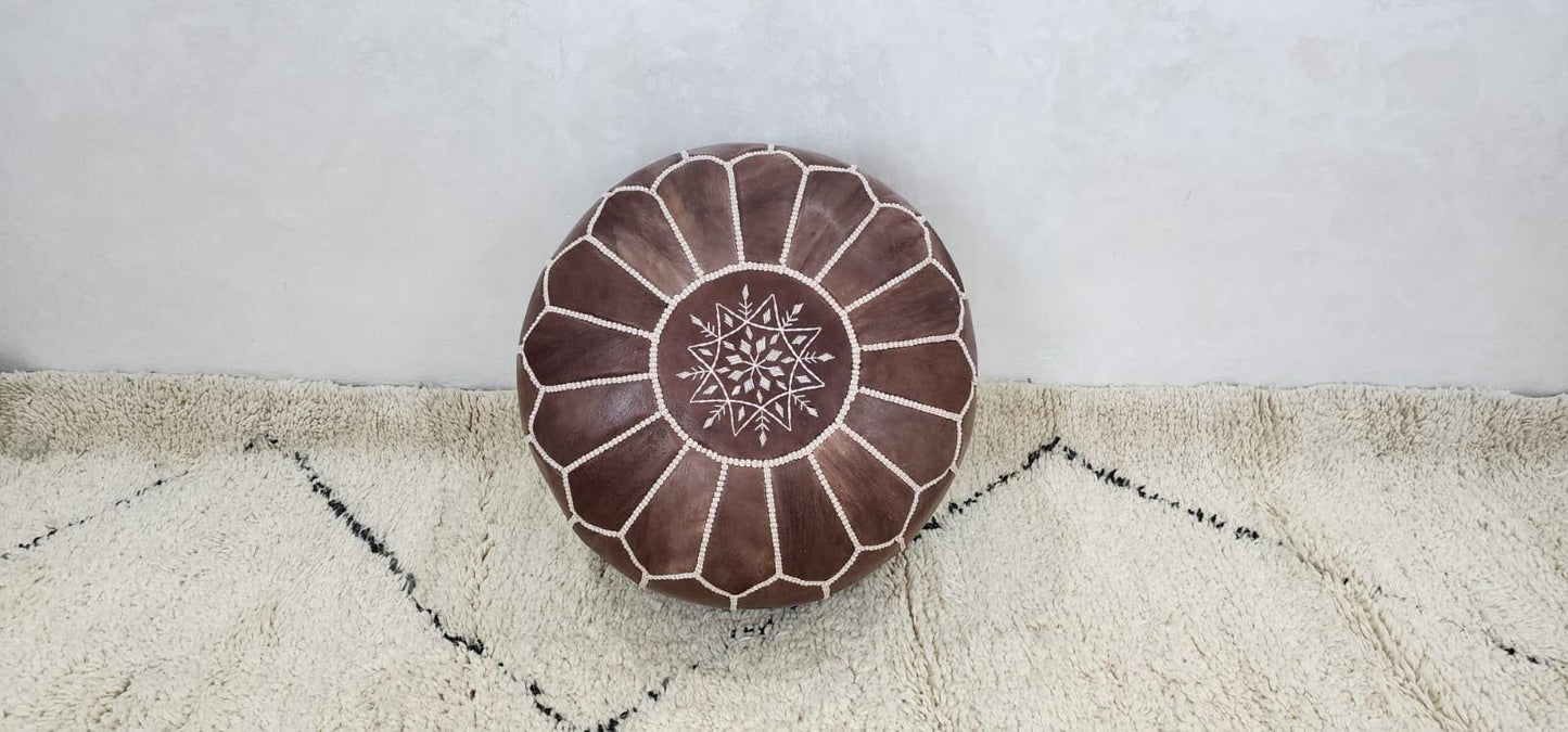 Moroccan Floor Pouf — top view showing weave pattern