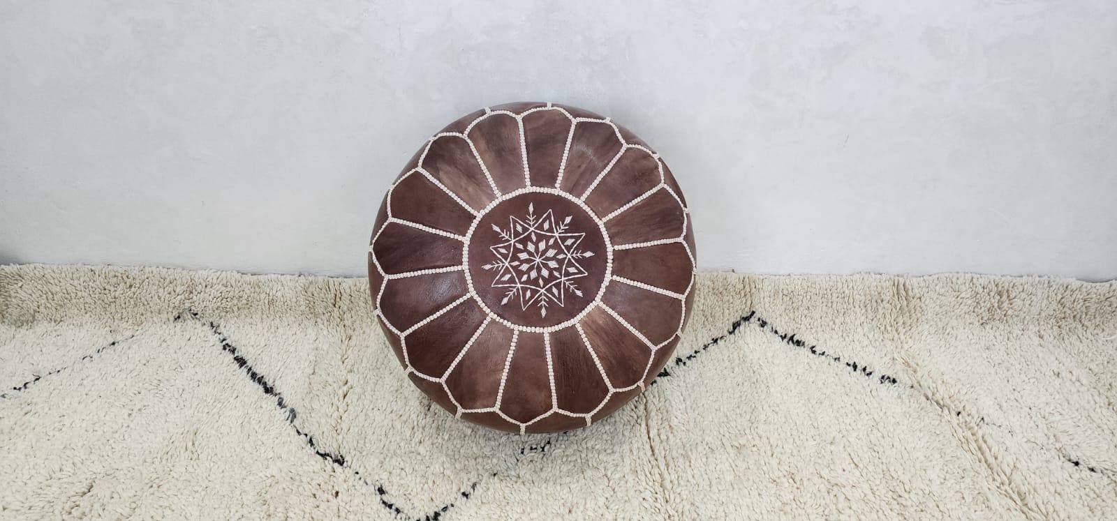Moroccan Floor Pouf — top view showing weave pattern