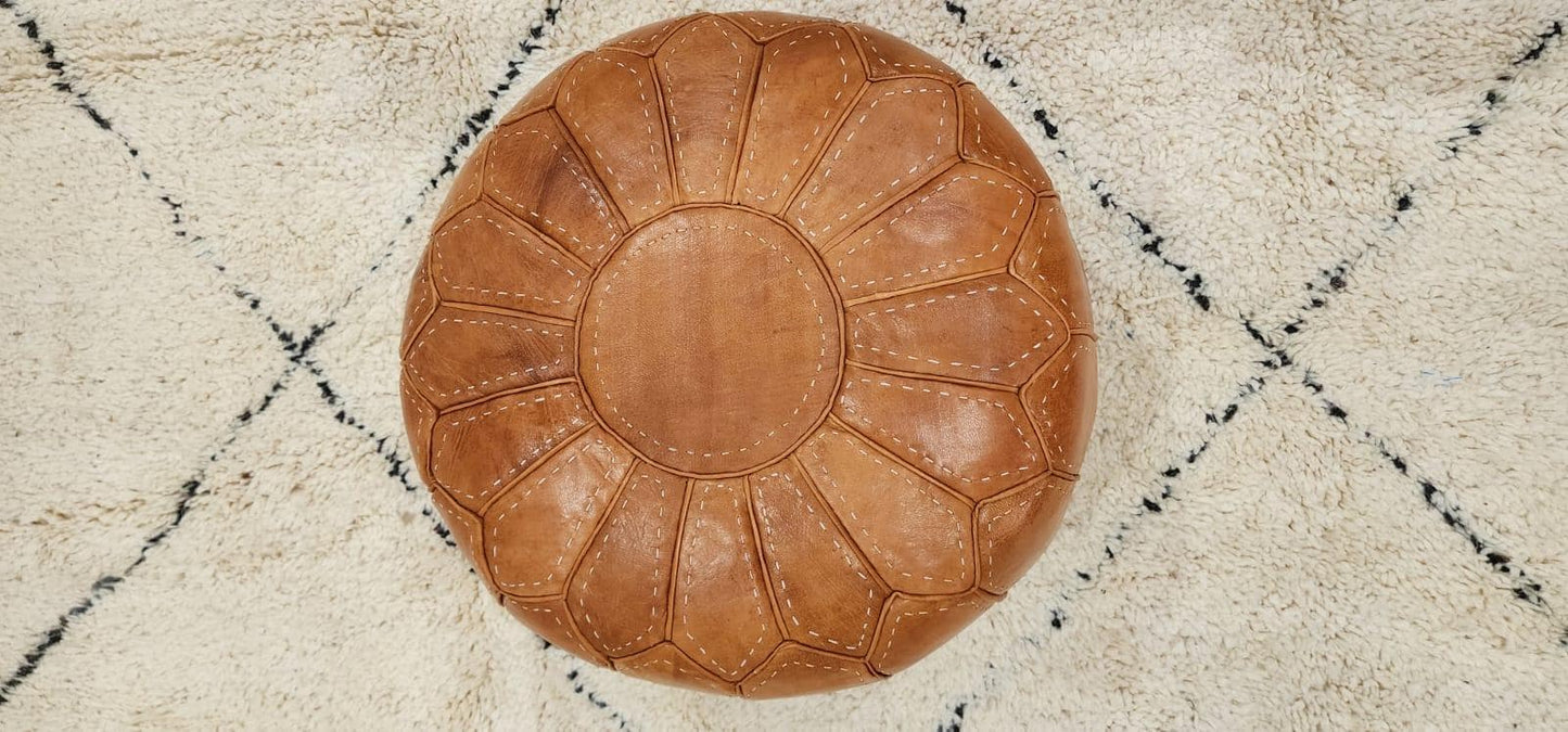 Moroccan Leather Pouf — close-up of leather texture