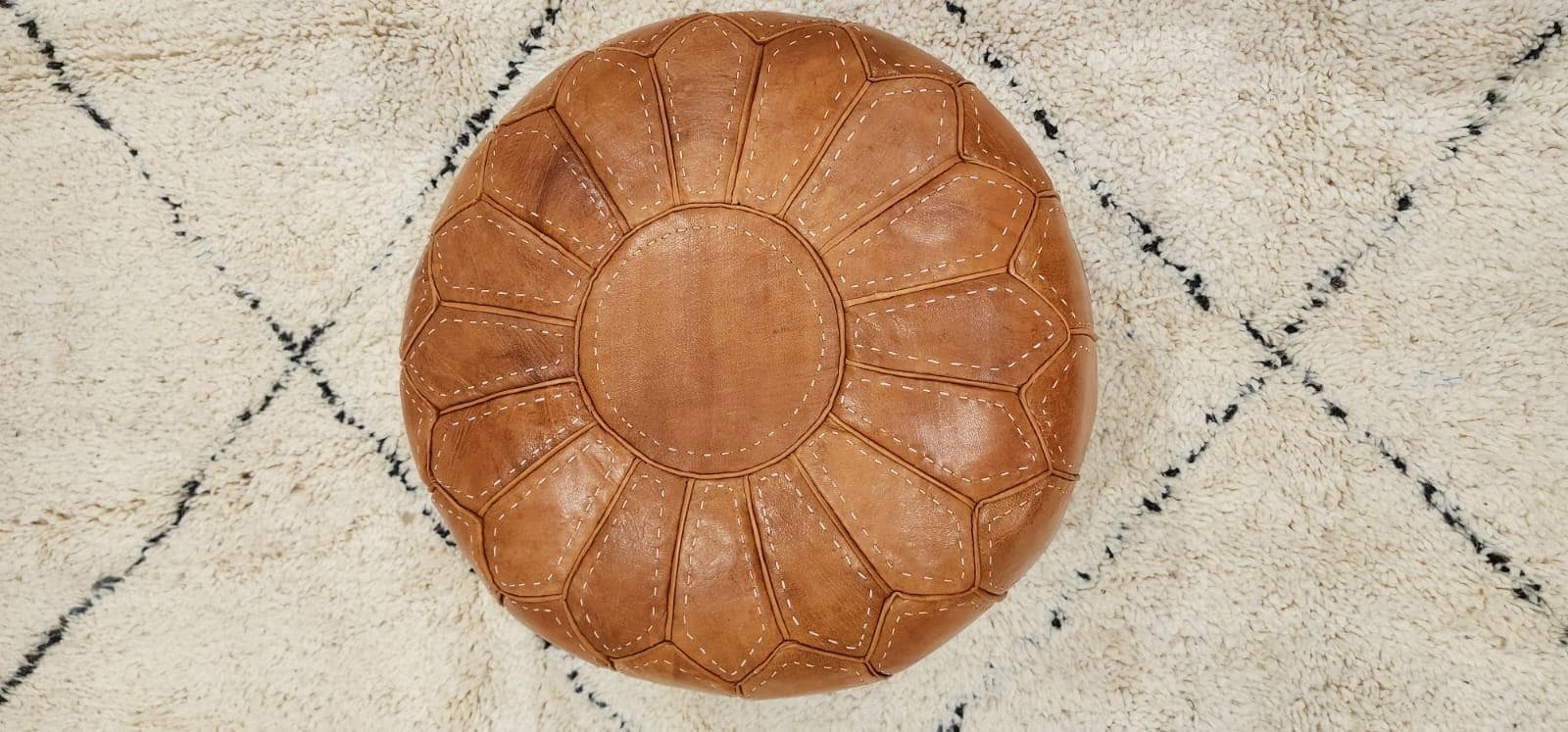 Moroccan Leather Pouf — close-up of leather texture