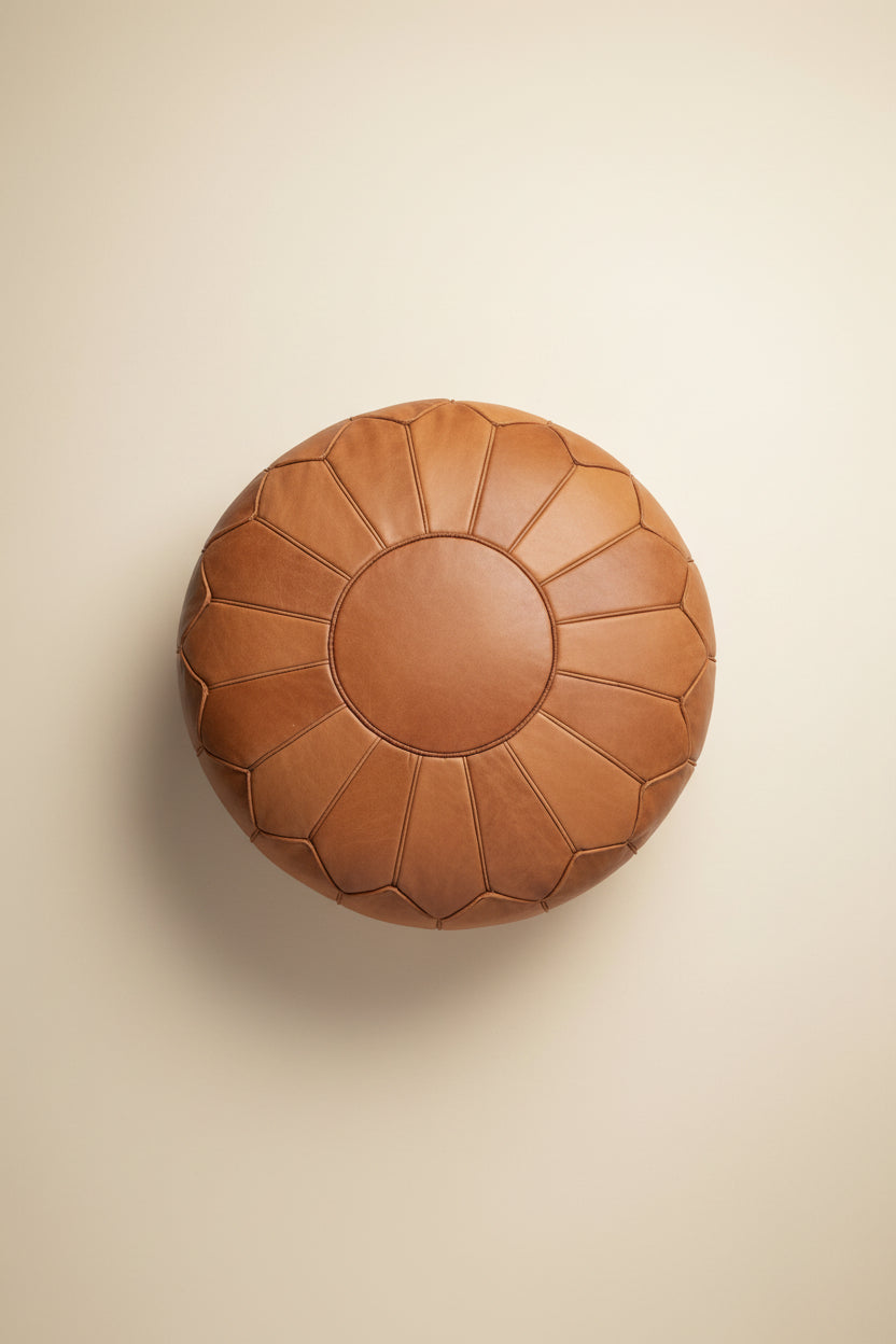 Large Moroccan Pouf Ottoman — Woven Floor Pillow