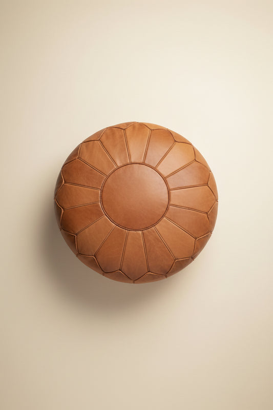 Large Moroccan Pouf Ottoman — Woven Floor Pillow