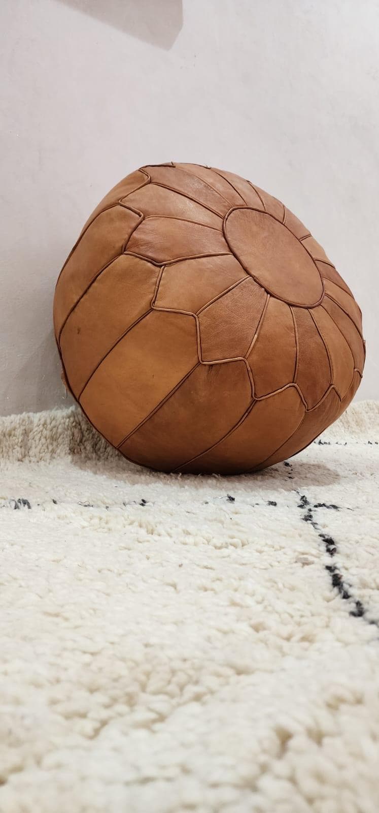 Moroccan Floor Pouf — paired with neutral home decor