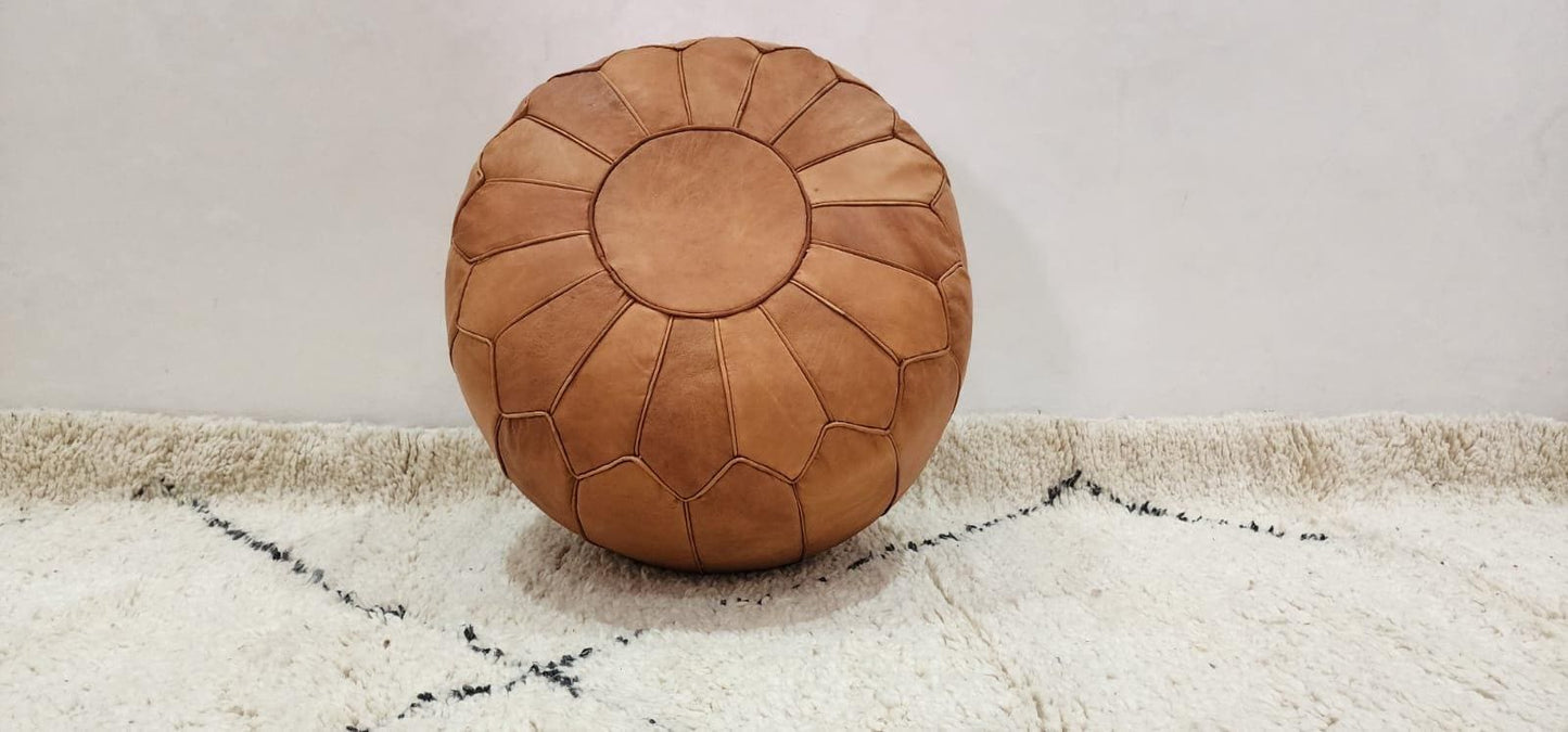 Moroccan Floor Pouf — back view of handmade construction