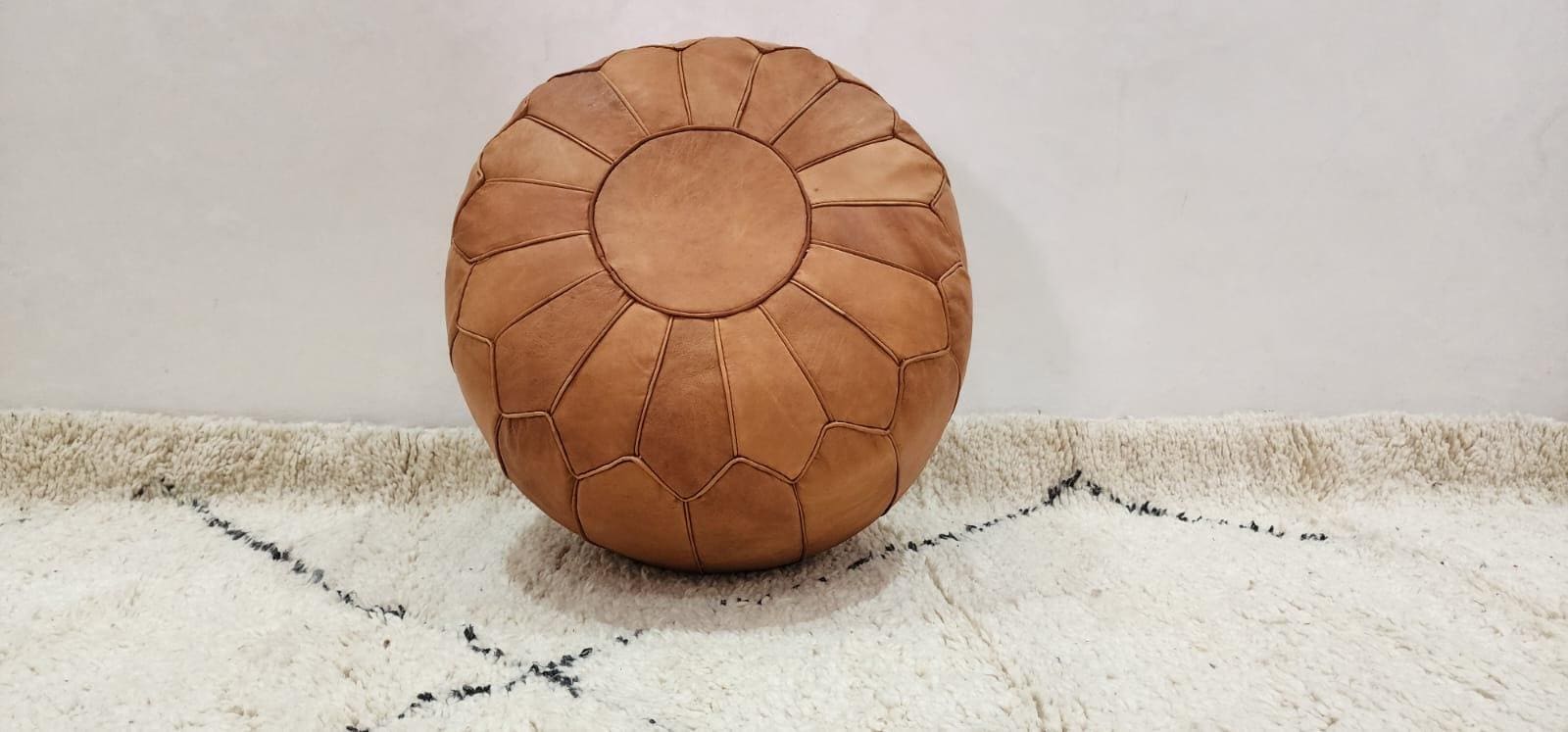Moroccan Floor Pouf — back view of handmade construction