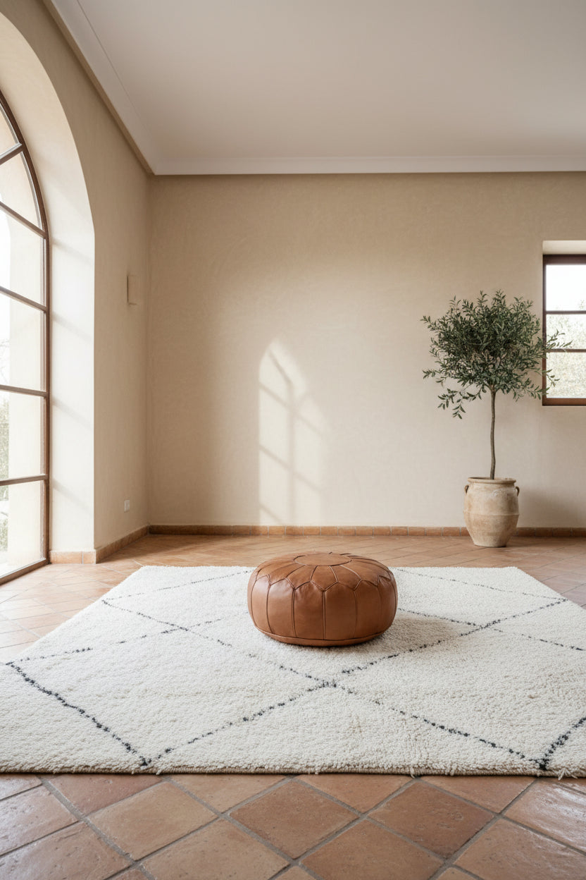 Moroccan Floor Pouf — detail of woven craftsmanship