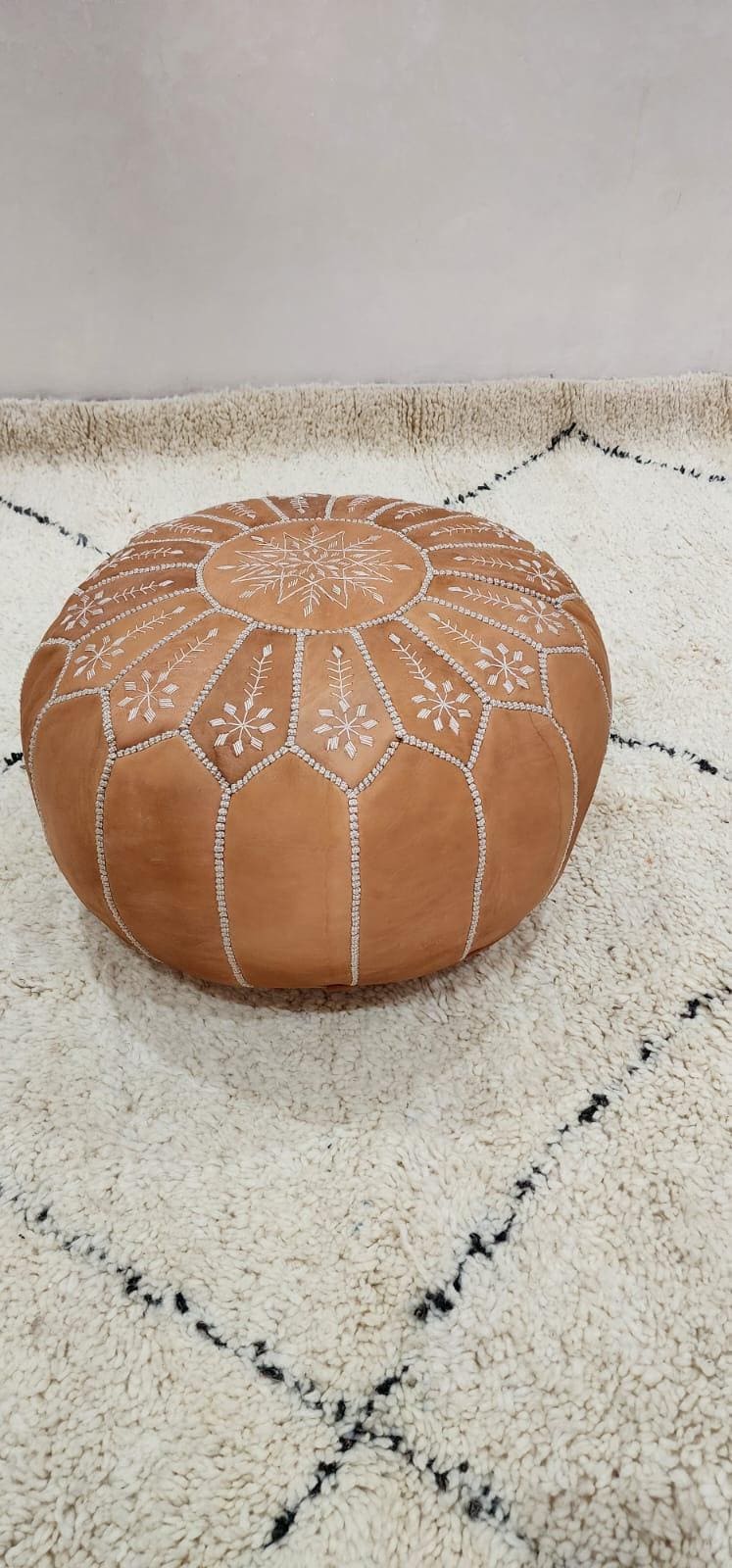 Moroccan Floor Pouf — top view showing weave pattern