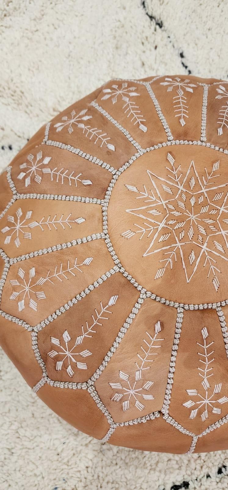 Moroccan Floor Pouf — lifestyle scene in a US home
