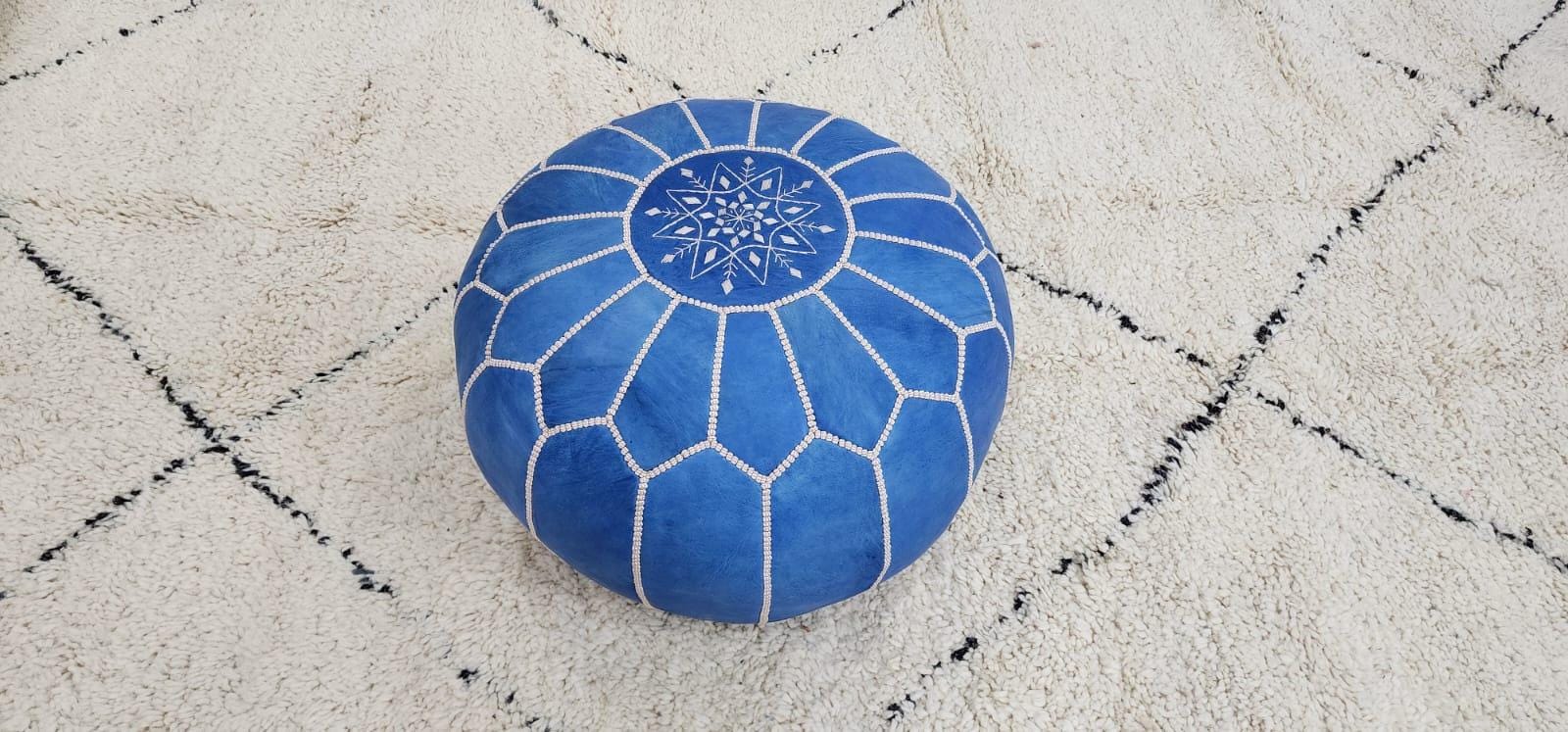 Moroccan Leather Pouf — close-up of leather texture