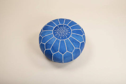 Moroccan Leather Pouf — detail of woven craftsmanship