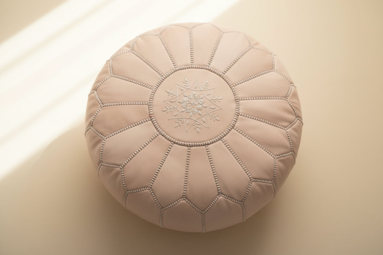 Knit Pouf Ottoman — detail of woven craftsmanship