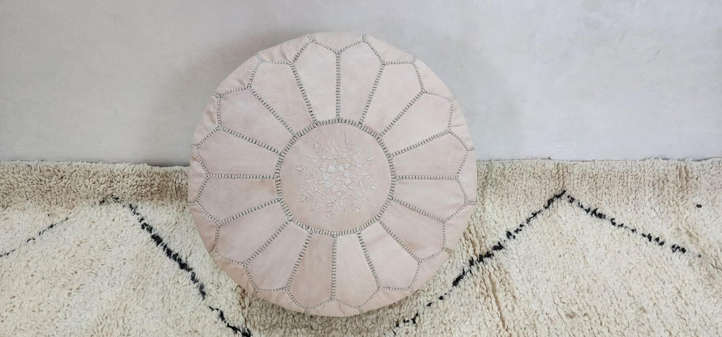 Knit Pouf Ottoman — side view of artisan stitching