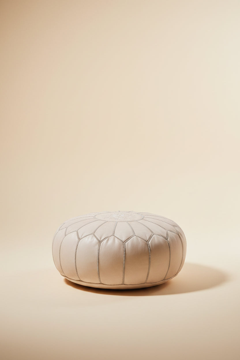 Modern Knit Pouf Ottoman — Soft Boho Footstool