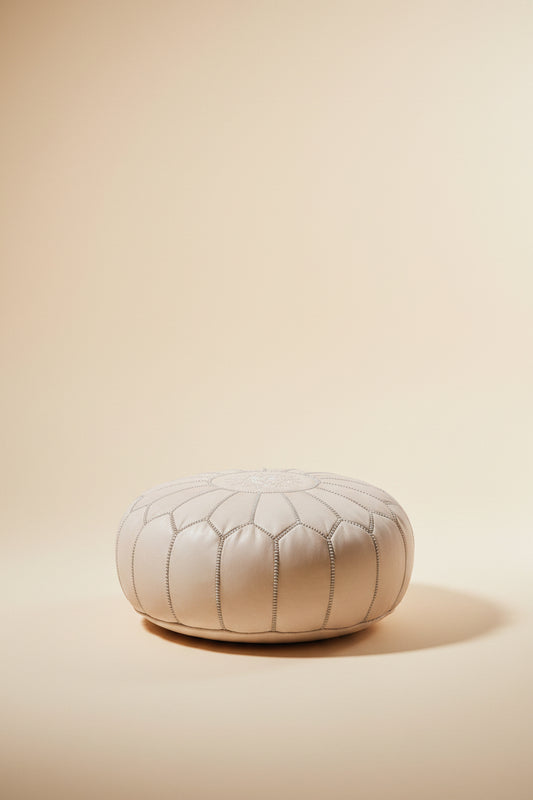 Modern Knit Pouf Ottoman — Soft Boho Footstool
