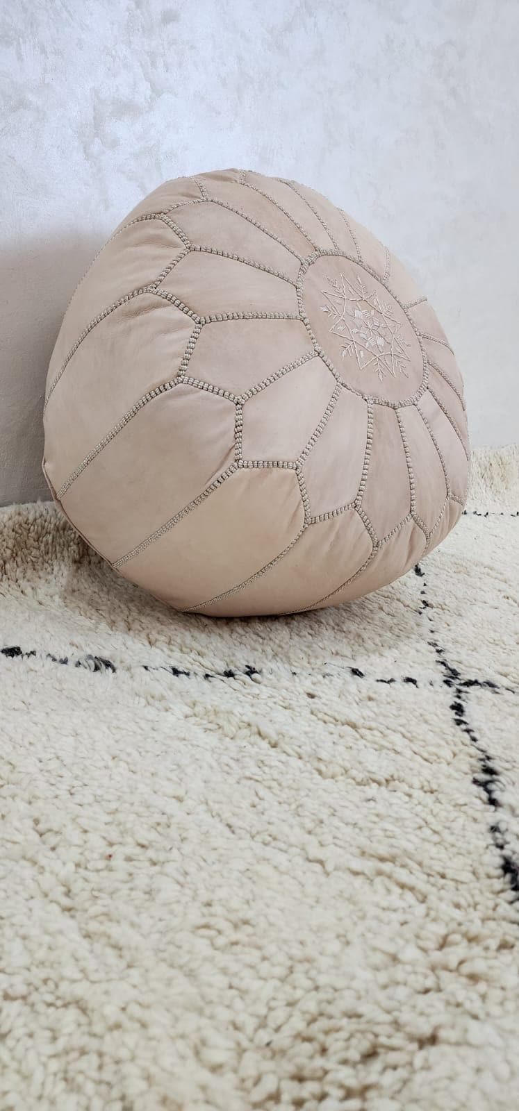 Knit Pouf Ottoman — close-up of soft cotton texture