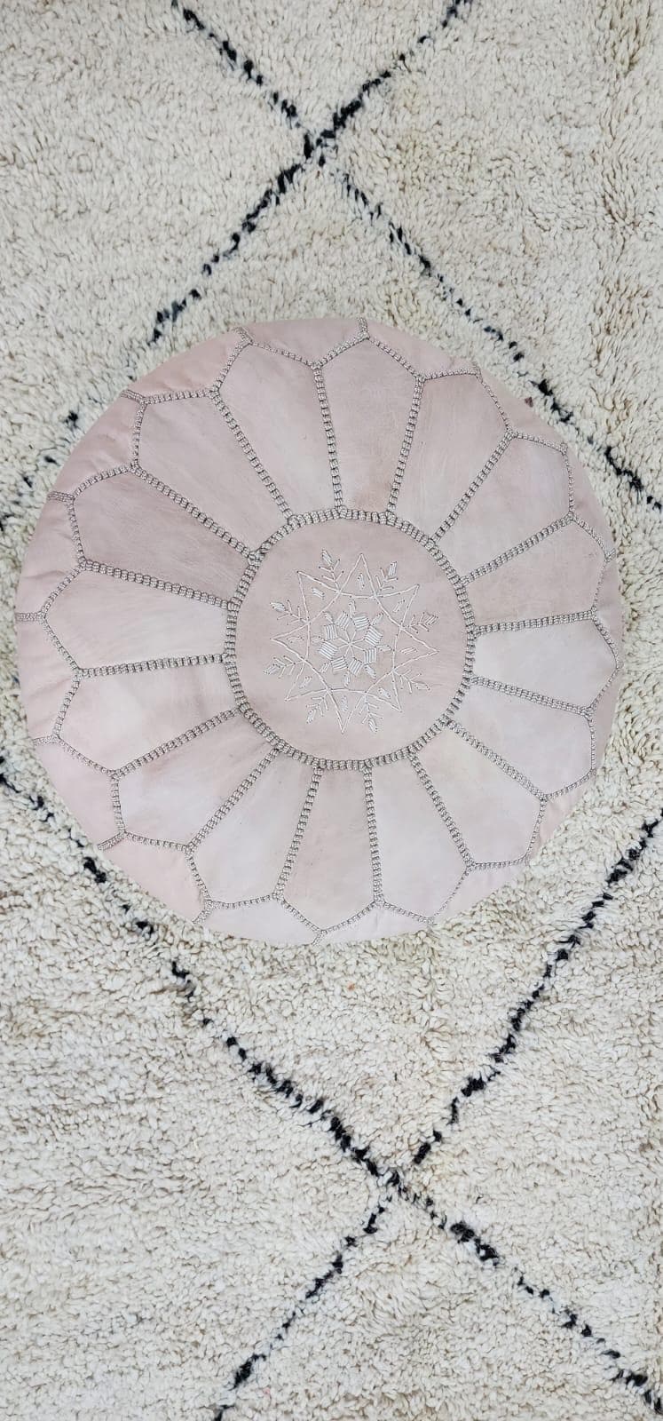 Knit Pouf Ottoman — alternate angle showing scale
