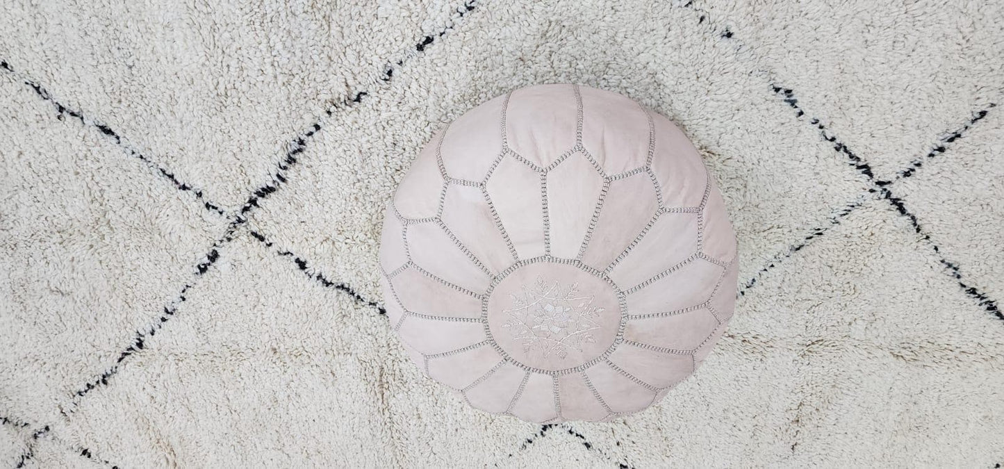 Knit Pouf Ottoman — lifestyle scene in a US home