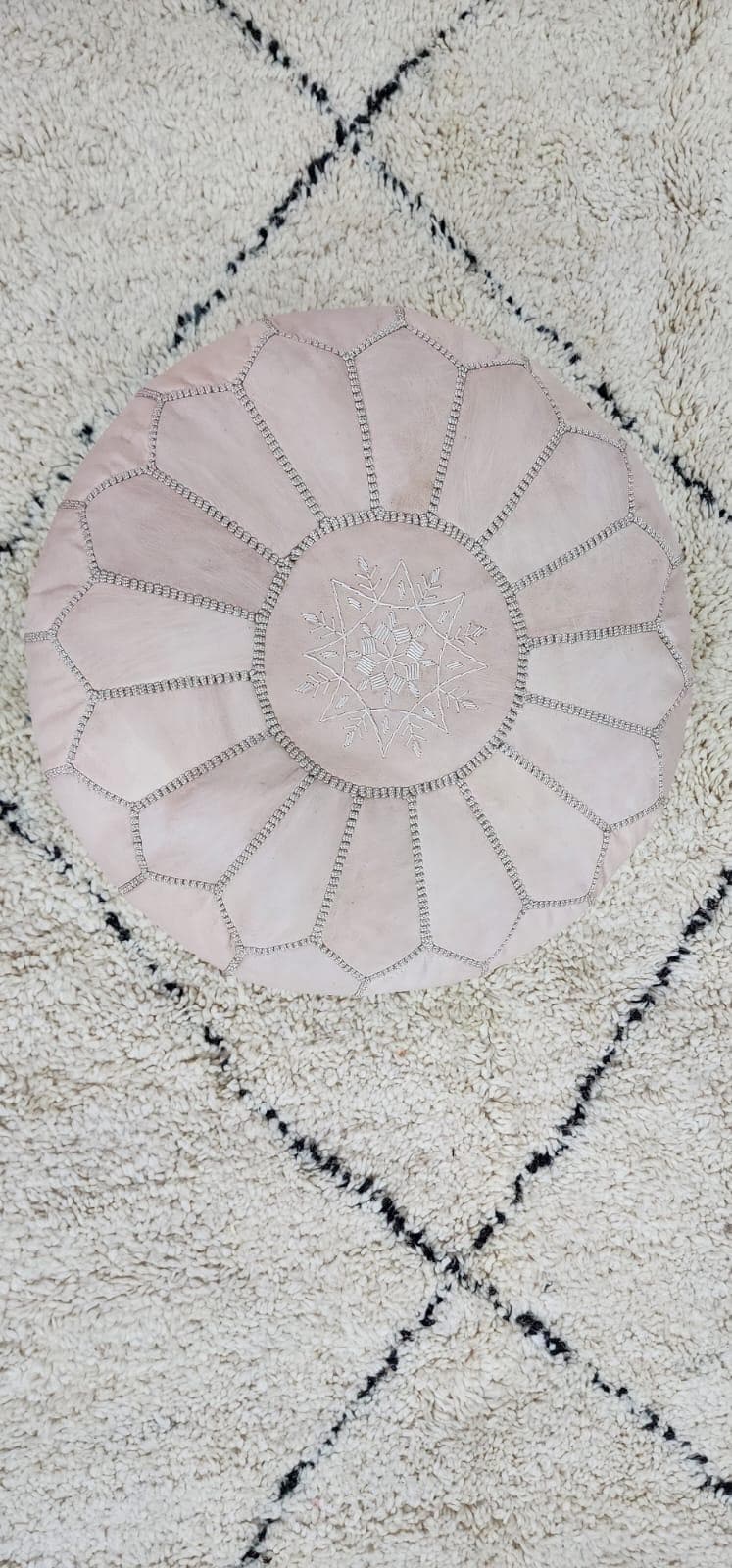 Knit Pouf Ottoman — paired with neutral home decor