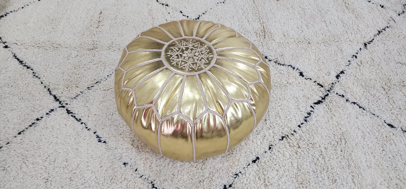 Knit Pouf Ottoman — styled in a modern boho living room