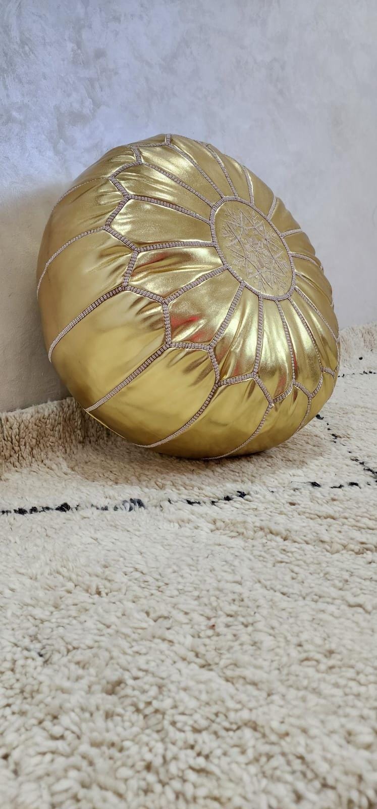 Knit Pouf Ottoman — paired with neutral home decor