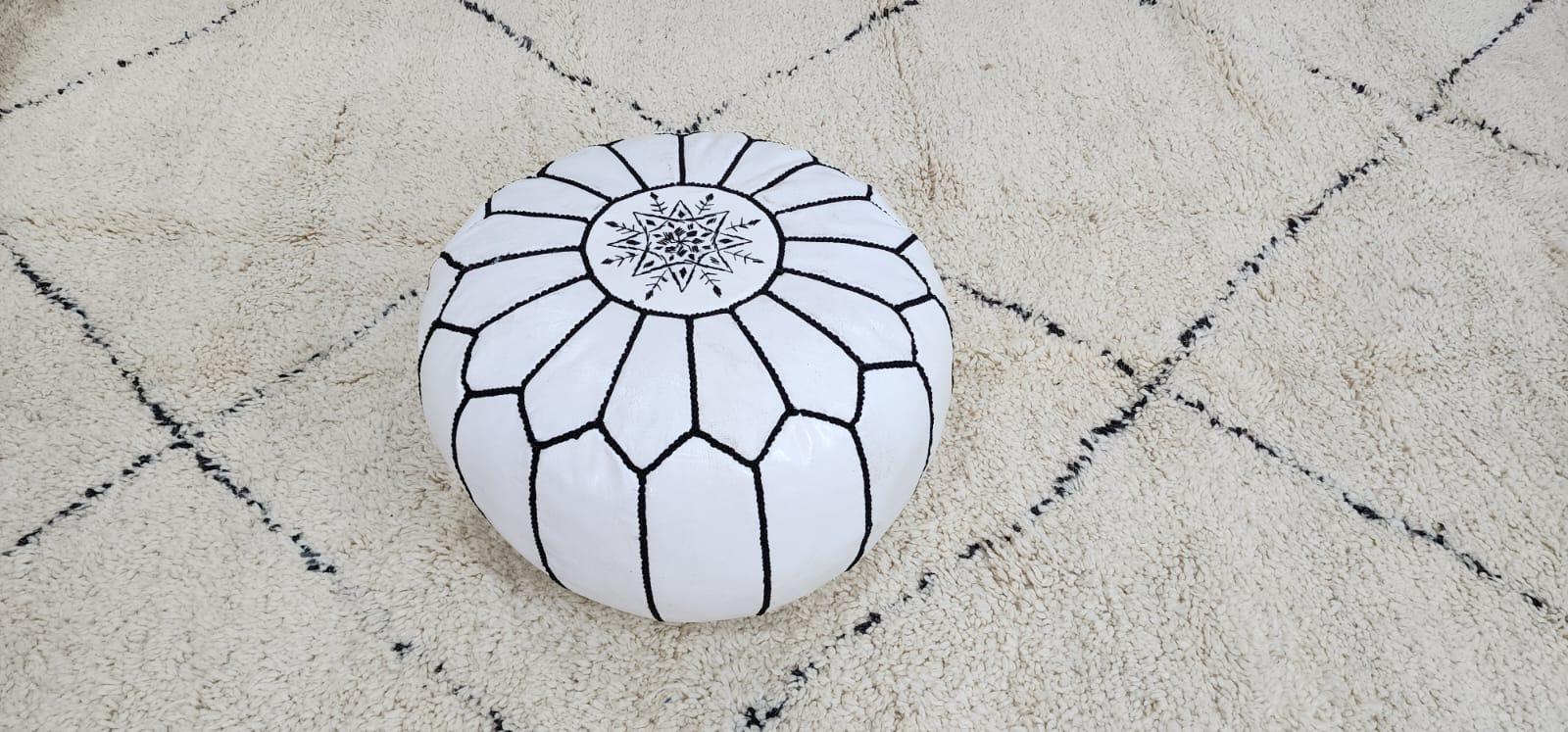 Moroccan Floor Pouf — top view showing weave pattern