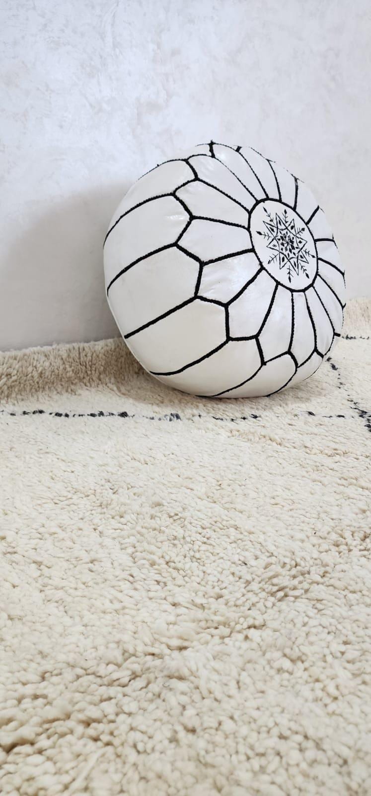 Moroccan Floor Pouf — back view of handmade construction