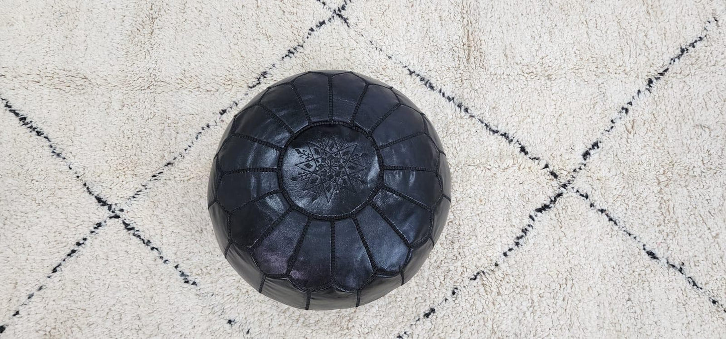 Moroccan Pouf Ottoman Unstuffed — Boho Leather Cushion