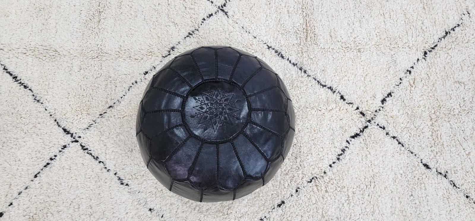 Moroccan Pouf Ottoman Unstuffed — Boho Leather Cushion
