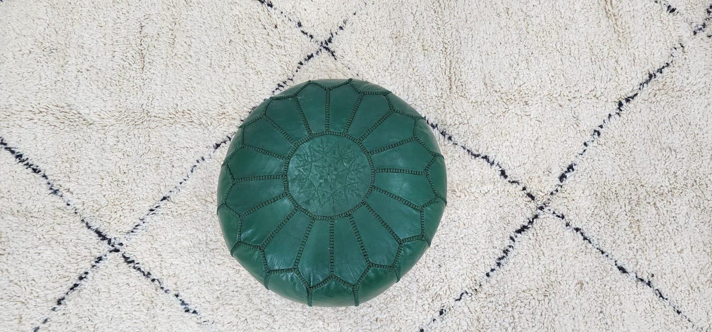 Moroccan Leather Pouf — close-up of leather texture