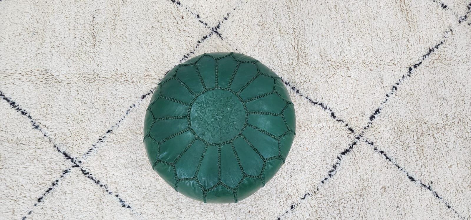 Moroccan Leather Pouf — close-up of leather texture