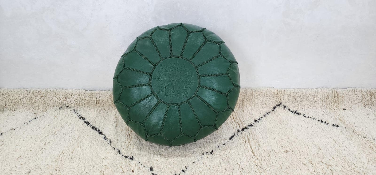 Round Moroccan Pouf — Unstuffed Leather Footstool