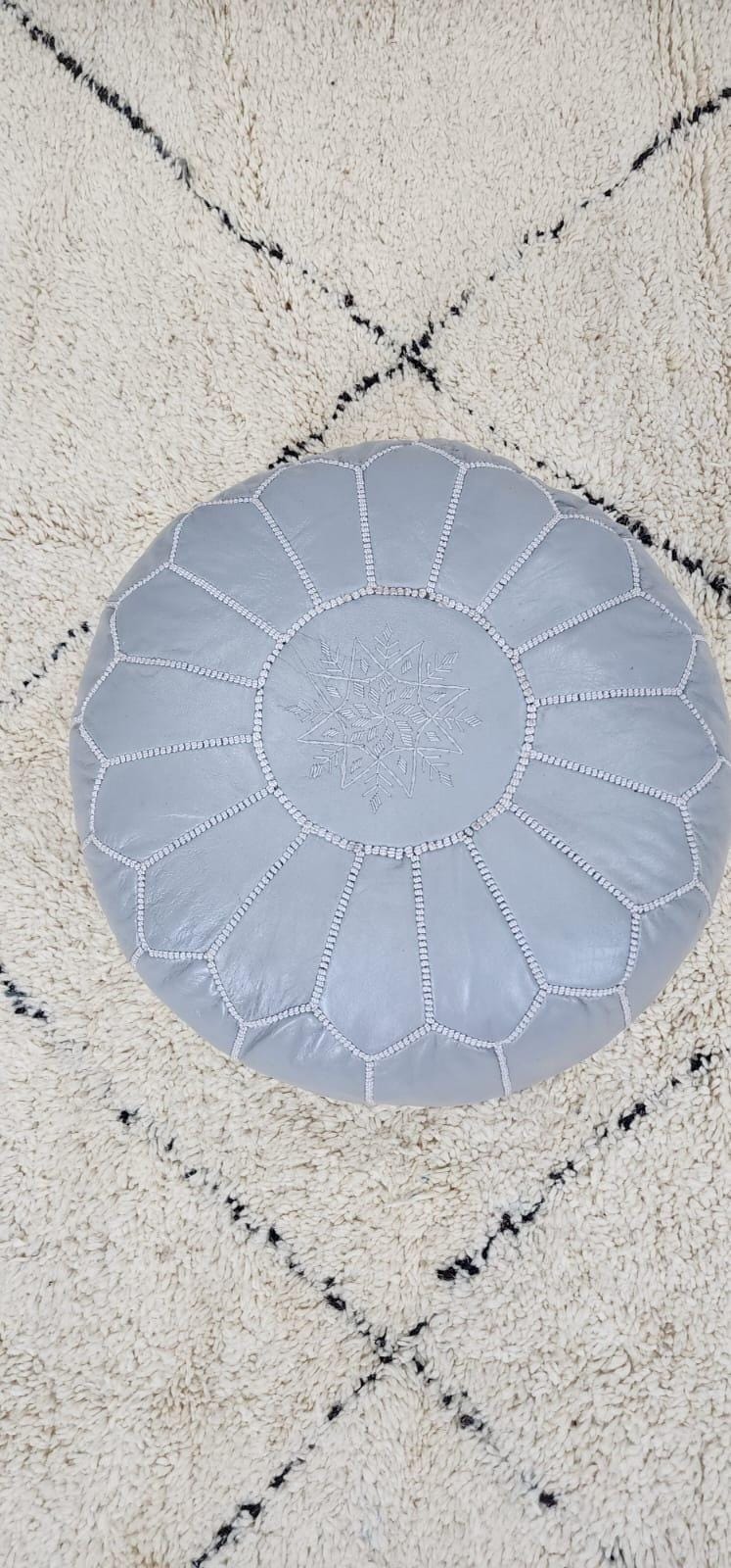 Moroccan Leather Pouf — back view of leather construction