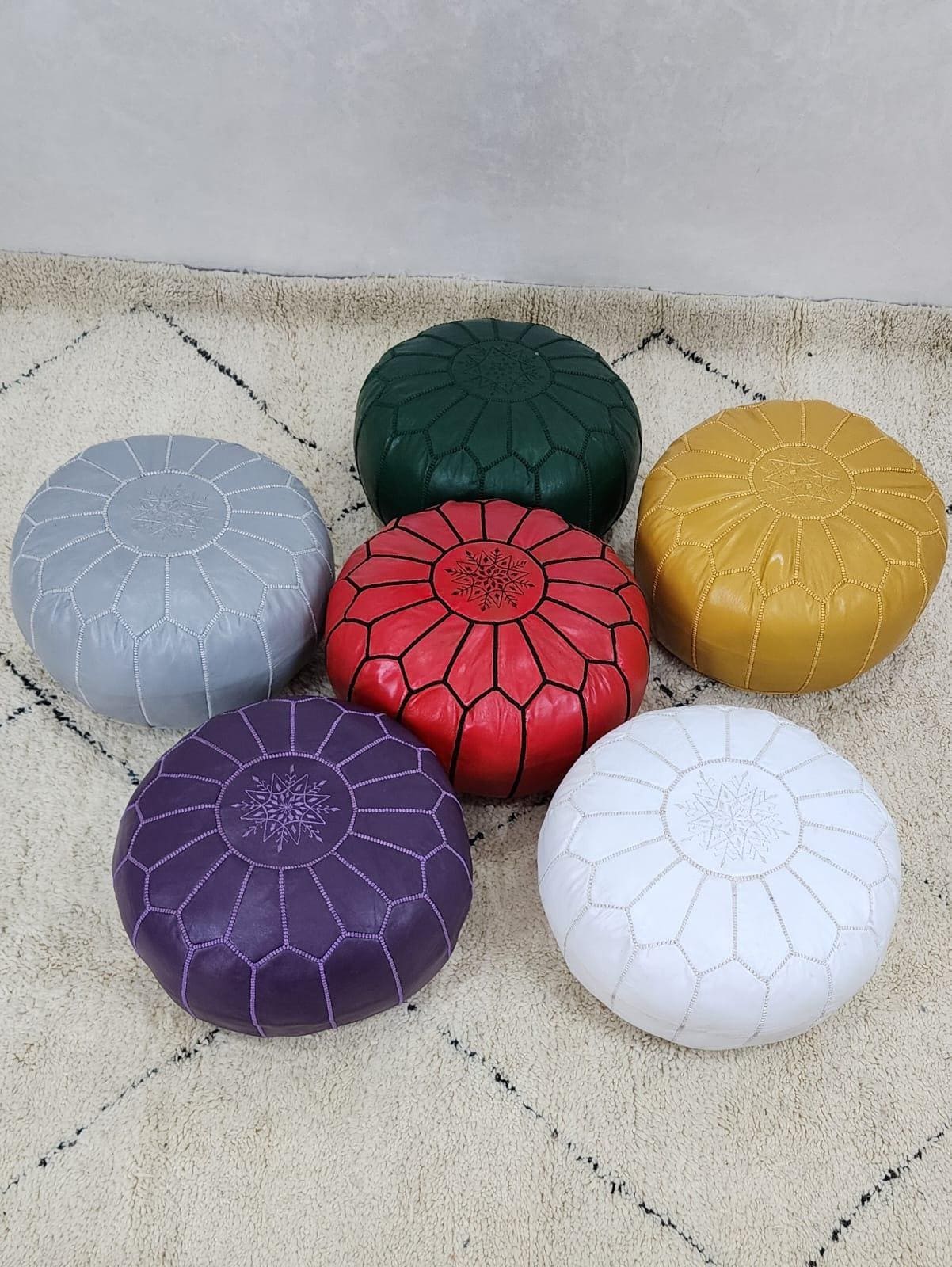 Moroccan Floor Pouf — three-quarter angle