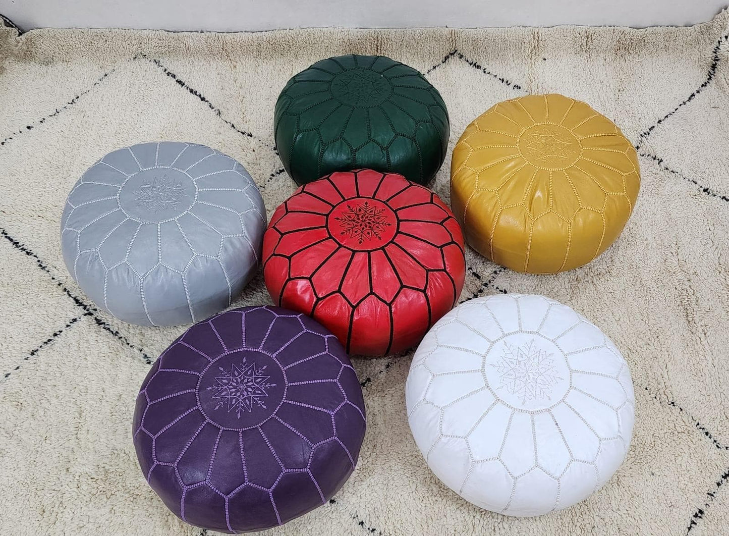 Minimalist Moroccan Pouf — Modern Colorful Footrest