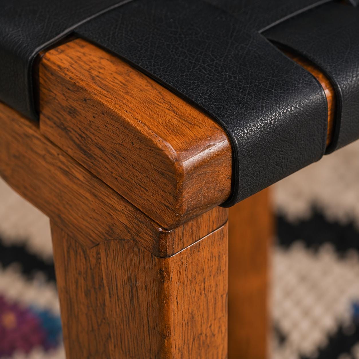 Moroccan Bar Stool — side view of artisan stitching