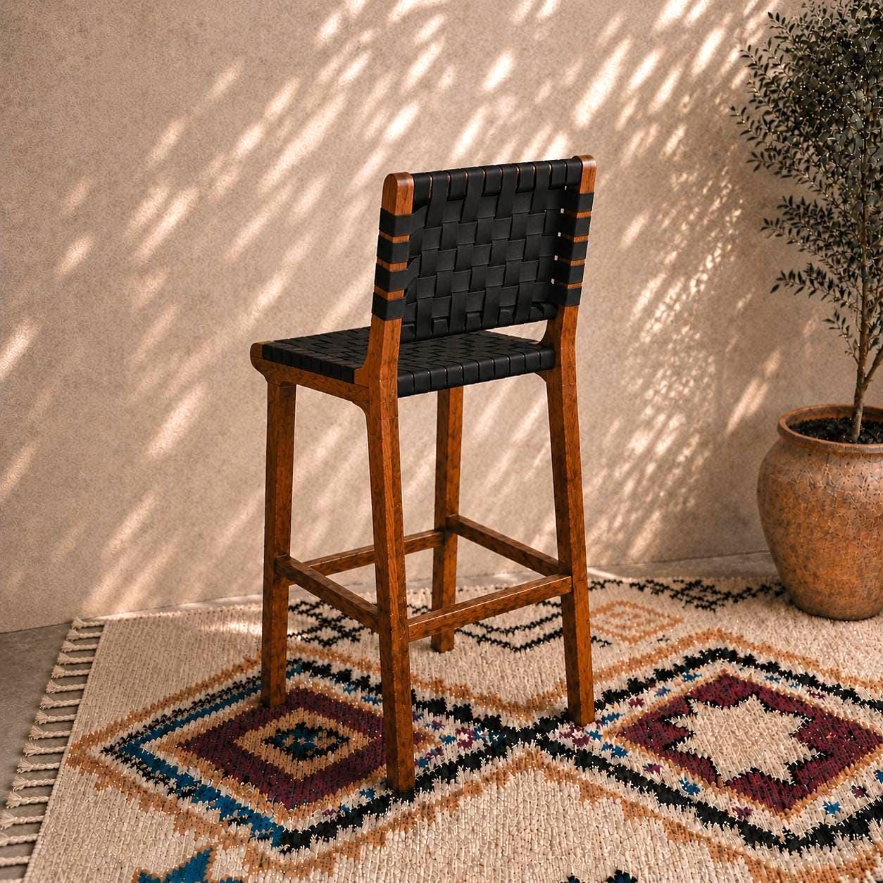Moroccan Bar Stool — alternate angle showing scale