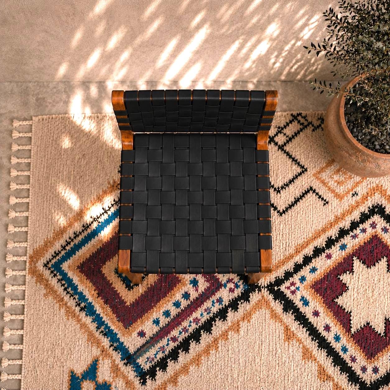 Moroccan Bar Stool — top view showing weave pattern