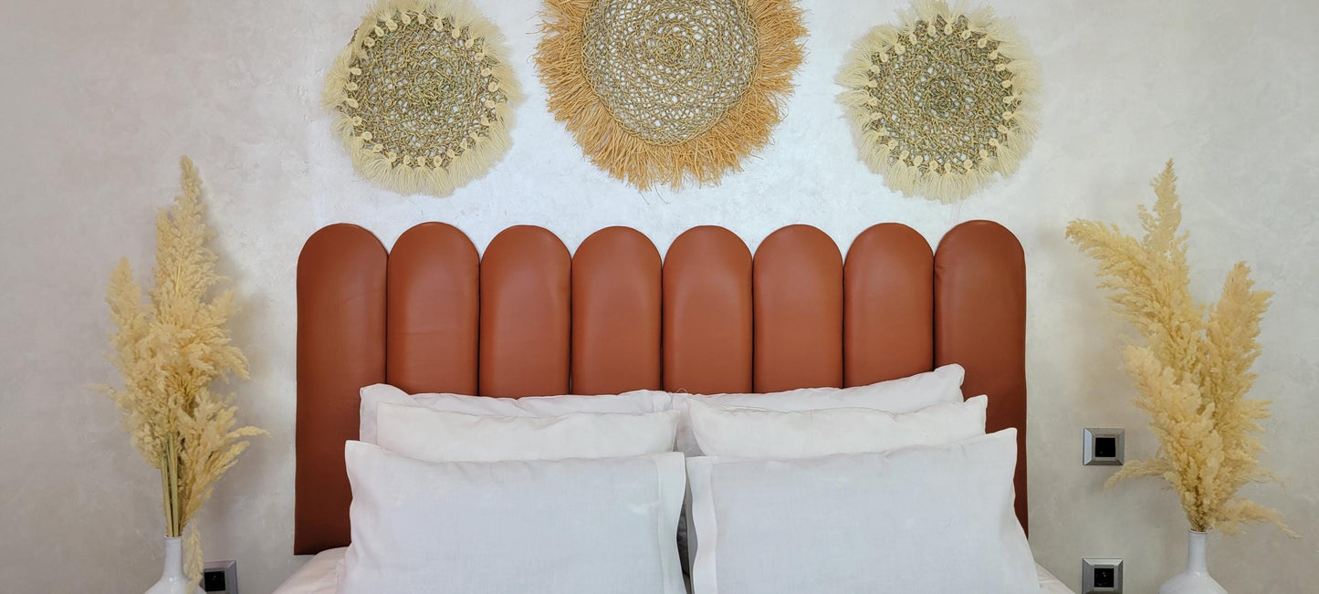 Upholstered Leather Headboard — top view showing weave pattern