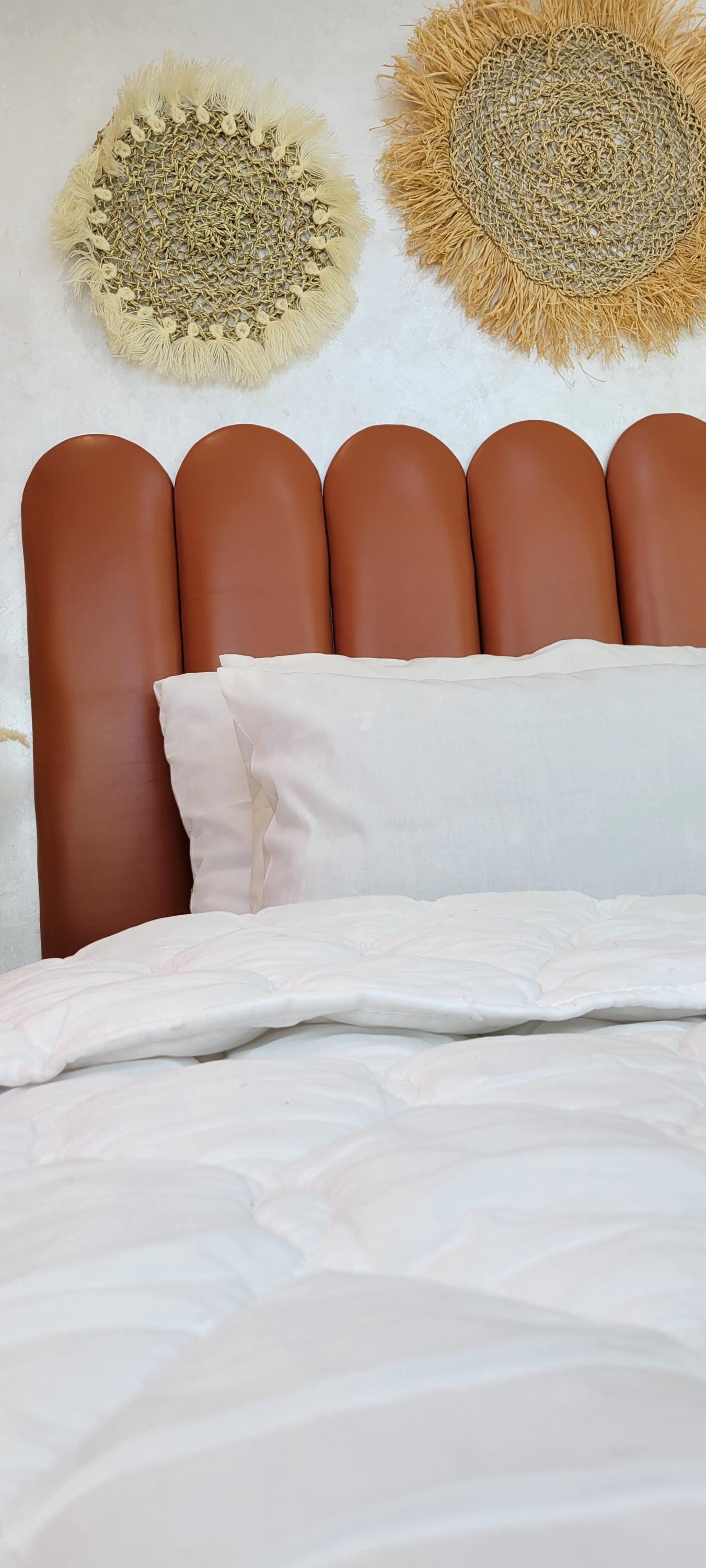 Upholstered Leather Headboard — back view of leather construction